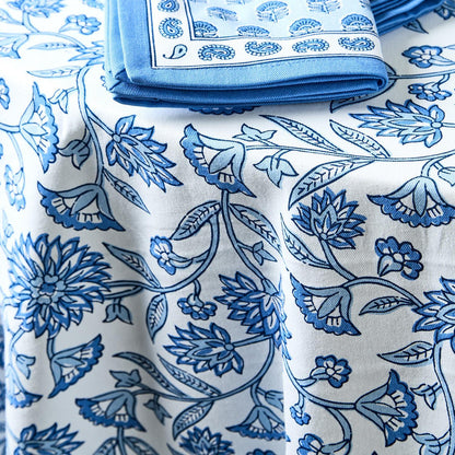 Chinoiserie Blue Block Print Design Tablecloths (*2 Different Sizes)