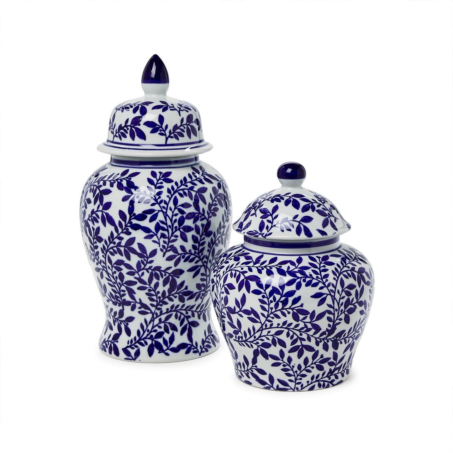 Hand-Painted Blue and White Chinoiserie Temple Jar with Lids *Multiple Sizes