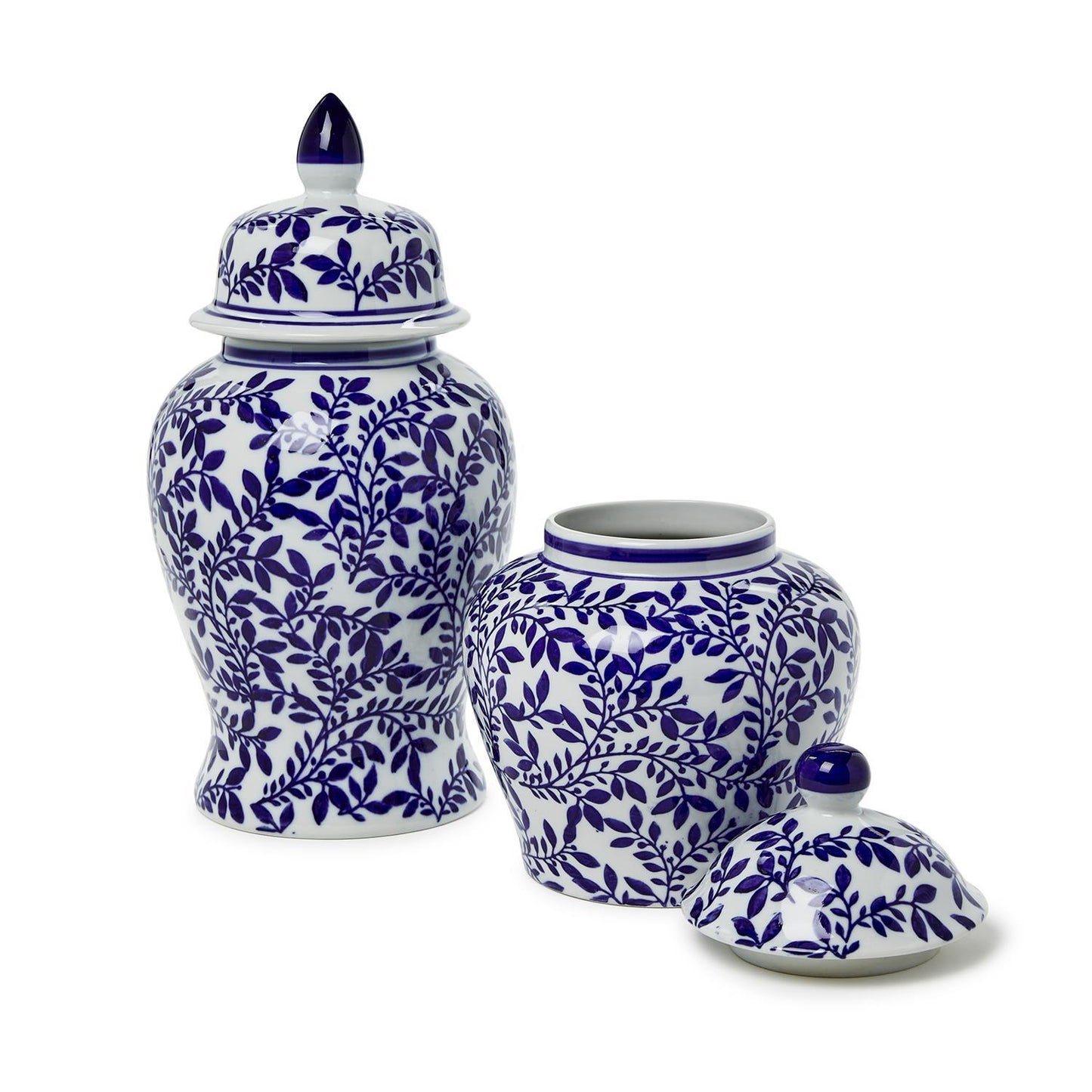 Hand-Painted Blue and White Chinoiserie Temple Jar with Lids *Multiple Sizes