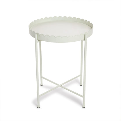 White Scallop Edge Round Side/Accent Table