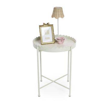 White Scallop Edge Round Side/Accent Table