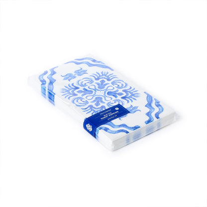 Blue Tile Block Print 3-Ply Paper Dinner Napkin / Guest Towel