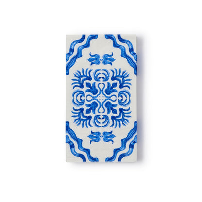 Blue Tile Block Print 3-Ply Paper Dinner Napkin / Guest Towel