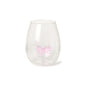 Pink Bow Stemless Wine Glass