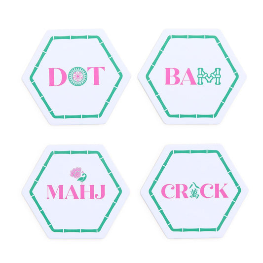Let's Mahj Set of 24 Heavyweight Paper Coasters in Gift Box