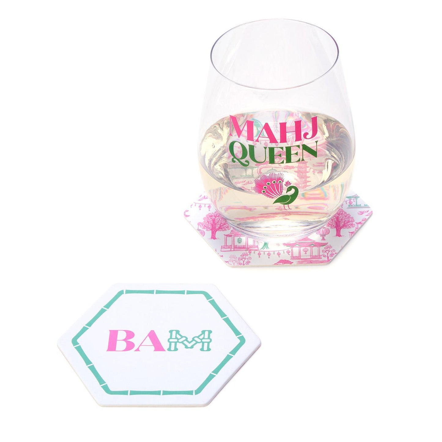 Let's Mahj Set of 24 Heavyweight Paper Coasters in Gift Box