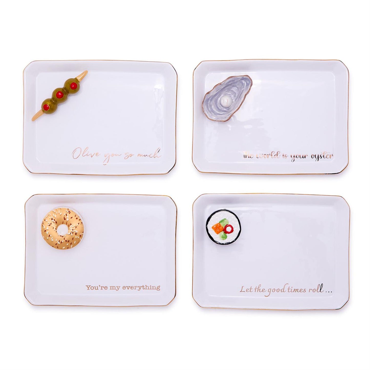 Iconic Eats Trinket / Desk Tray with Saying in Gift Box