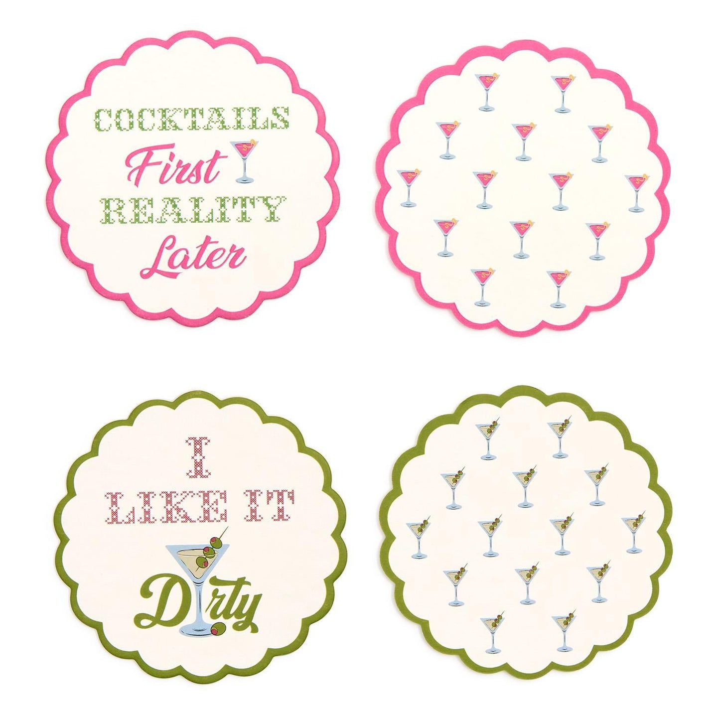 'Cocktails First' Set of 24 Heavyweight Paper Coasters in Gift Box