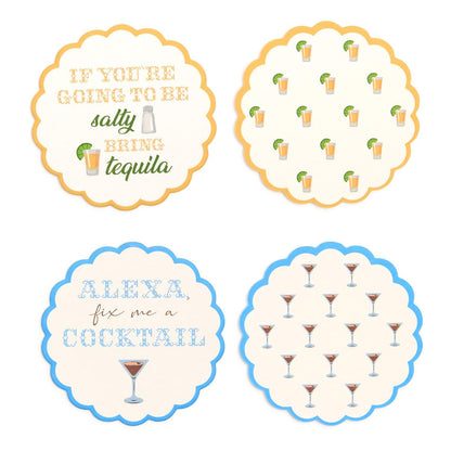 'Cocktails First' Set of 24 Heavyweight Paper Coasters in Gift Box