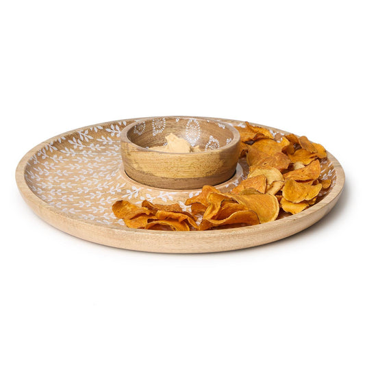 Block Print Chip and Dip Set with Removable Bowl