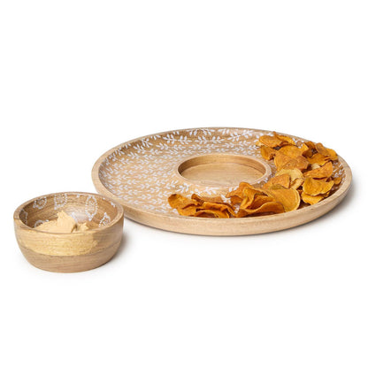 Block Print Chip and Dip Set with Removable Bowl