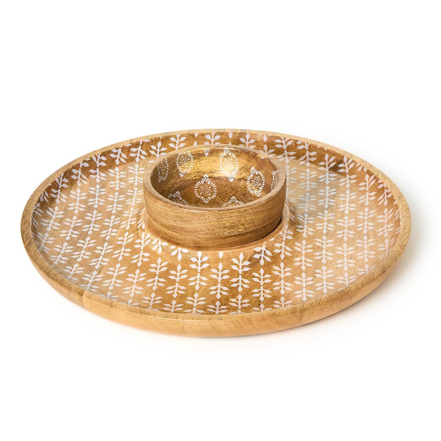 Block Print Chip and Dip Set with Removable Bowl
