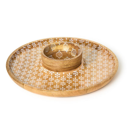 Block Print Chip and Dip Set with Removable Bowl