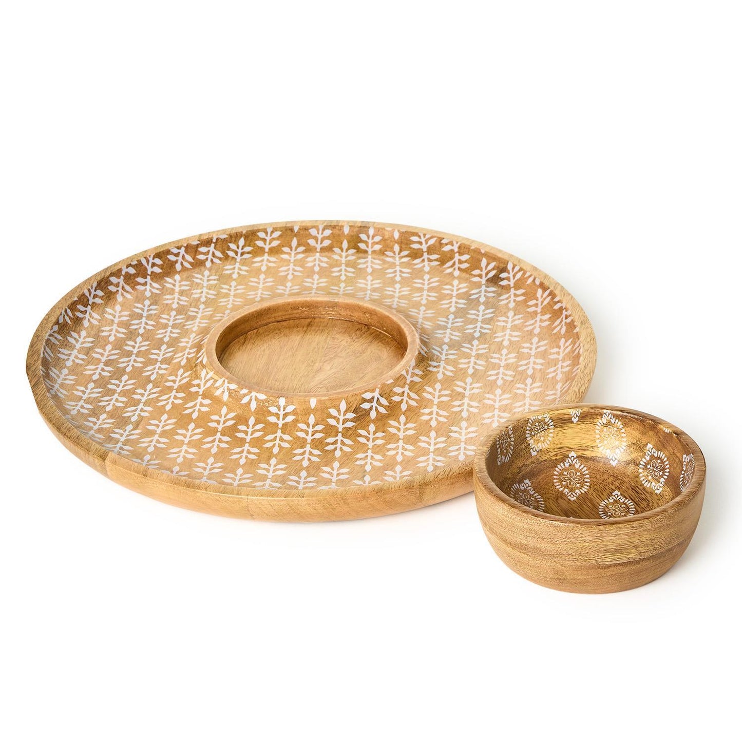 Block Print Chip and Dip Set with Removable Bowl