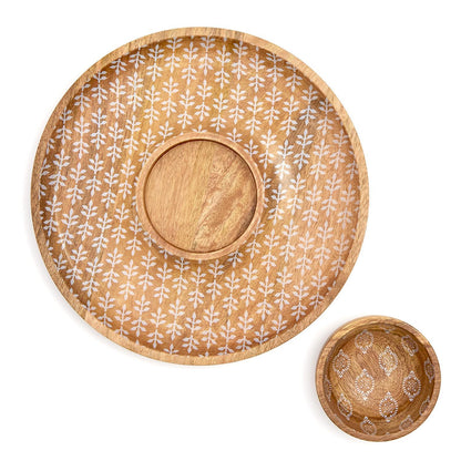 Block Print Chip and Dip Set with Removable Bowl