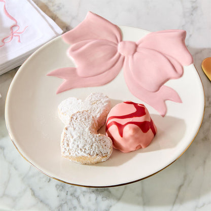 Bow Tidbit Plate with Gold Rim Accent