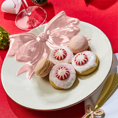 Bow Tidbit Plate with Gold Rim Accent