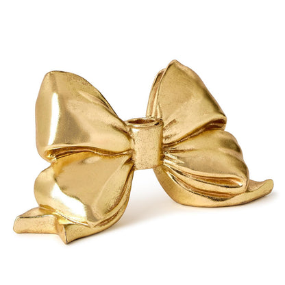 Large Gold Bow Taper Candleholder