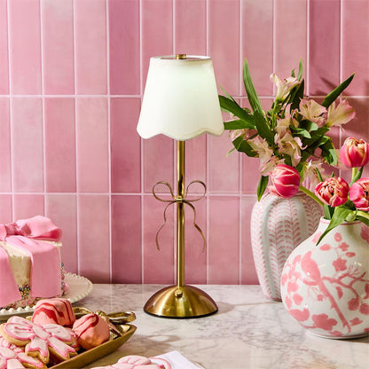 LED Portable Cordless Gold Bow Table Lamp in Gift Box