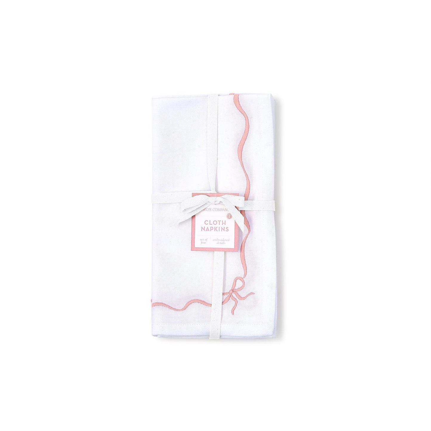 Bow-tiful Set of 4 Embroidered Bow Dinner Napkins