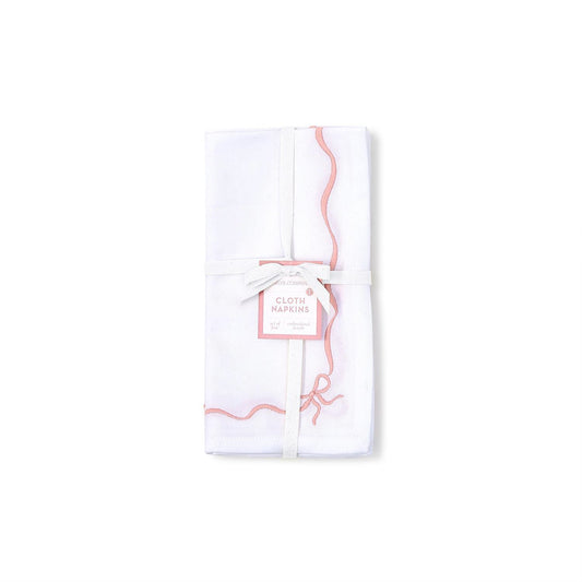 Bow-tiful Set of 4 Embroidered Bow Dinner Napkins