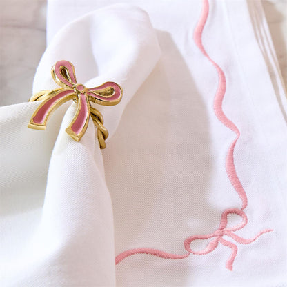 Bow-tiful Set of 4 Embroidered Bow Dinner Napkins