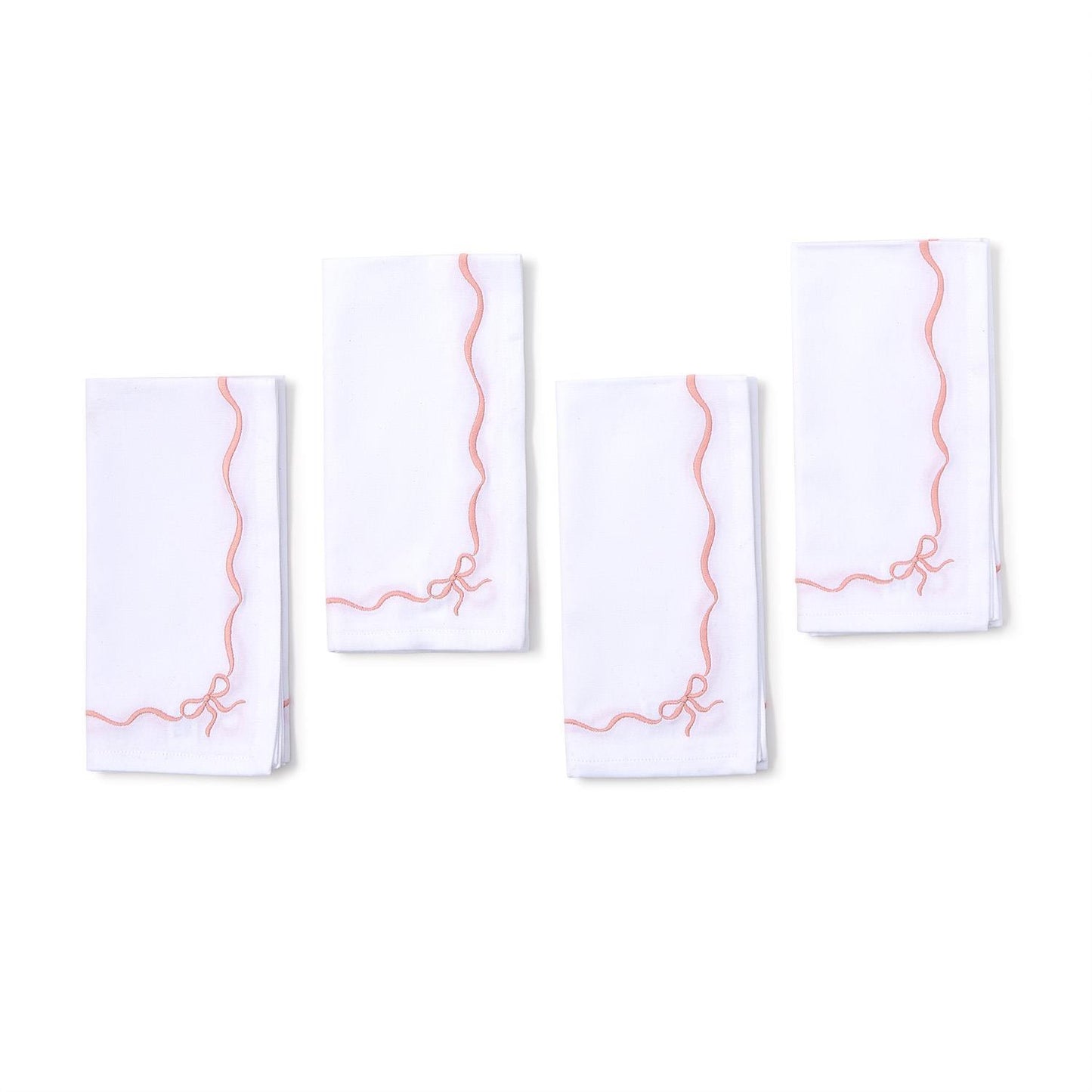 Bow-tiful Set of 4 Embroidered Bow Dinner Napkins
