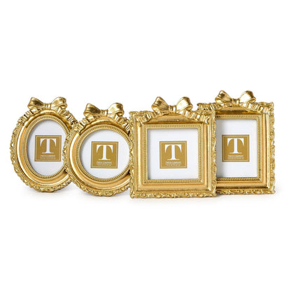 Vintage Gold Mini Photo Frame with Accent Bow (*Multiple Shapes*)