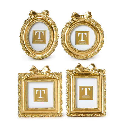 Vintage Gold Mini Photo Frame with Accent Bow (*Multiple Shapes*)