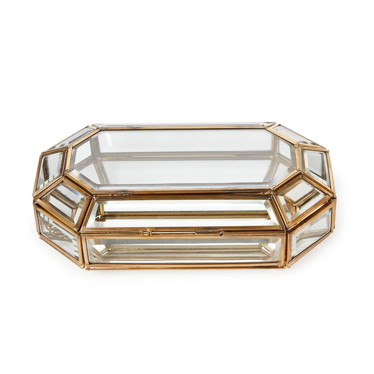 Glass Jewelry Box with Gold Antique Trim
