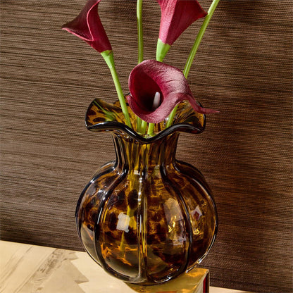 Ruffled Tortoise Hand-Blown Glass Vase