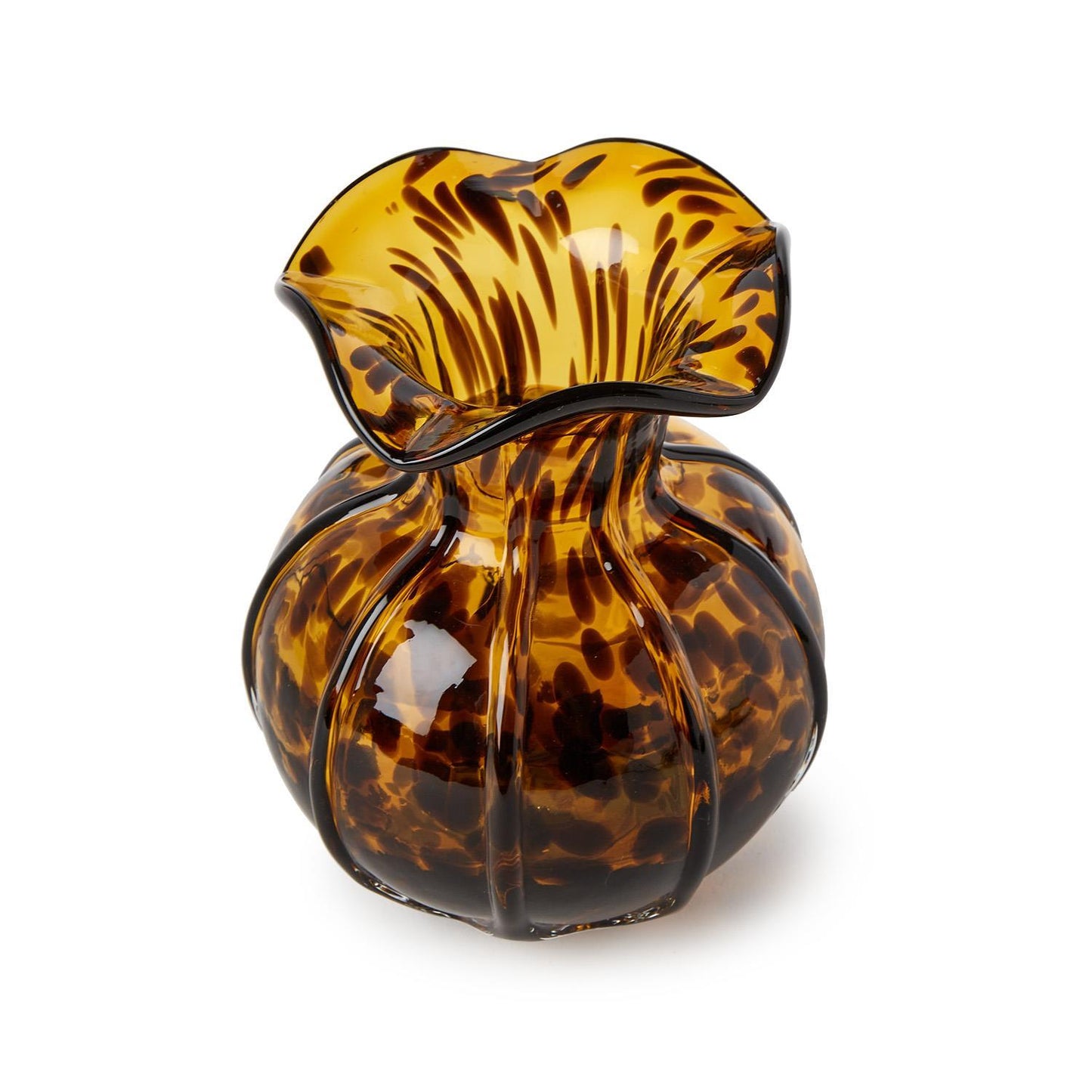 Ruffled Tortoise Hand-Blown Glass Vase