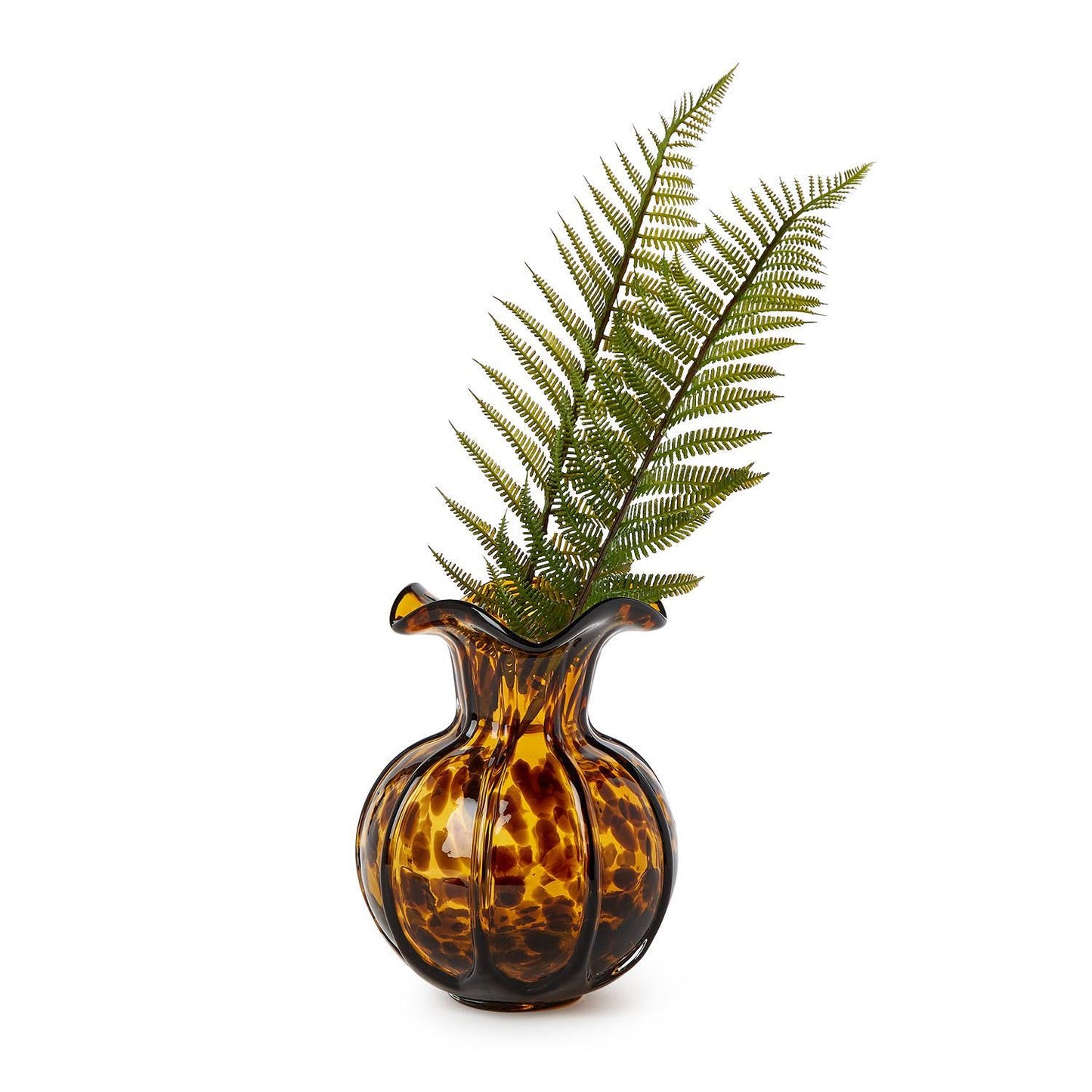 Ruffled Tortoise Hand-Blown Glass Vase