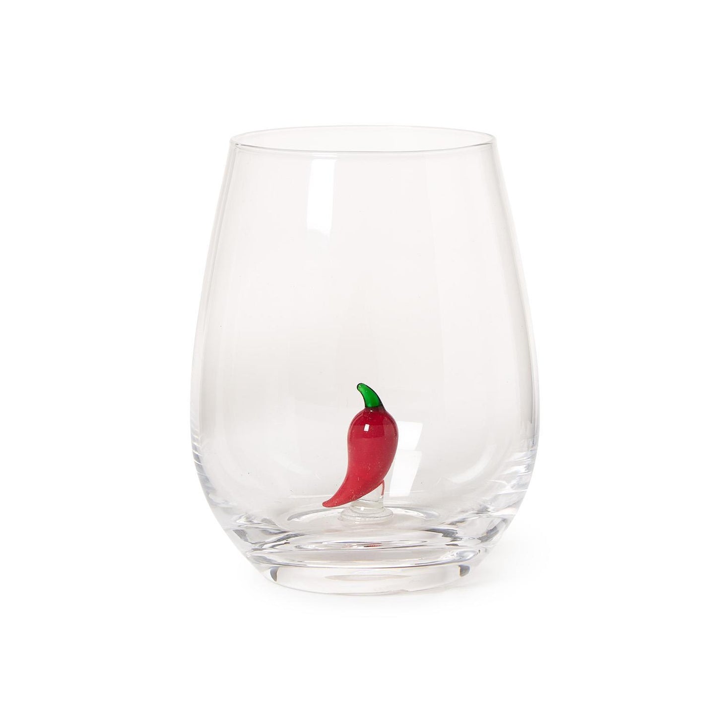 Red Chili Pepper Stemless Wine Glass (20 oz. hand wash only)