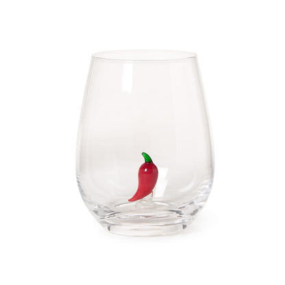 Red Chili Pepper Stemless Wine Glass (20 oz. hand wash only)
