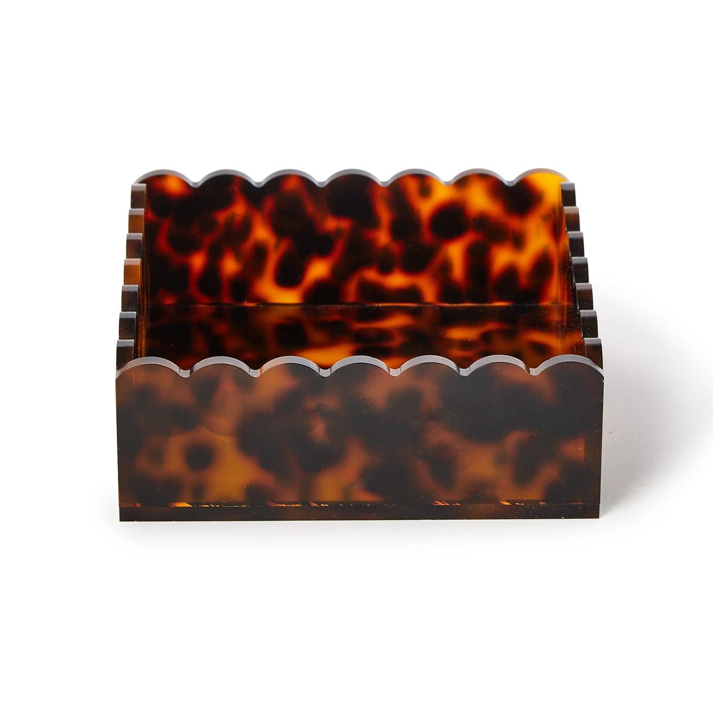 Tortoise Print Scalloped Edge Acrylic Cocktail Napkin Holder