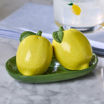Lemon Grove Salt and Pepper Shaker Set on Tray in Gift Box