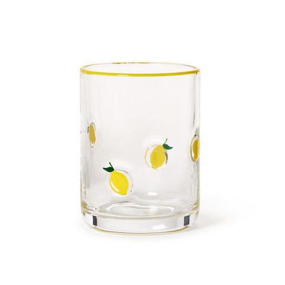 Lemon Double Old Fashion Hand-Painted Glass