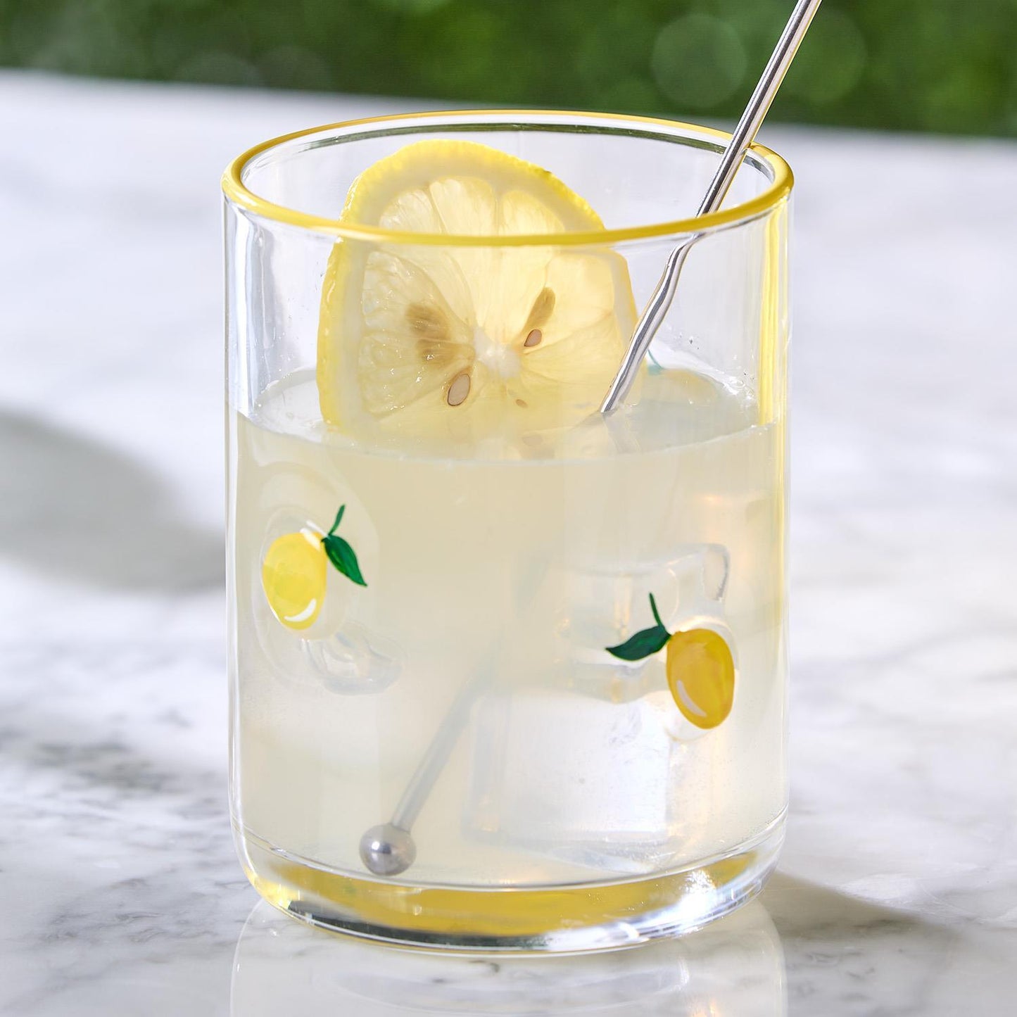 Lemon Double Old Fashion Hand-Painted Glass