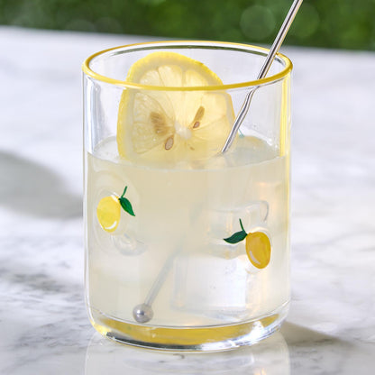 Lemon Double Old Fashion Hand-Painted Glass