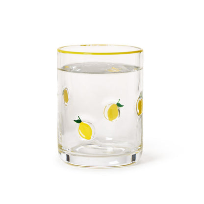 Lemon Double Old Fashion Hand-Painted Glass