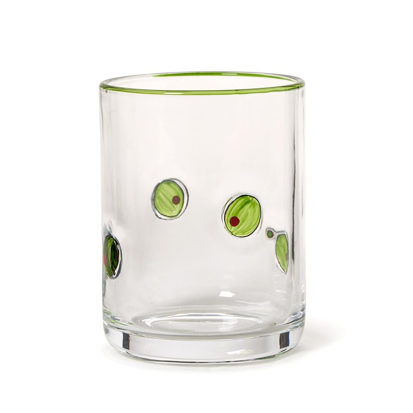 Martini Olive Double Old Fashion Hand-Painted Glass