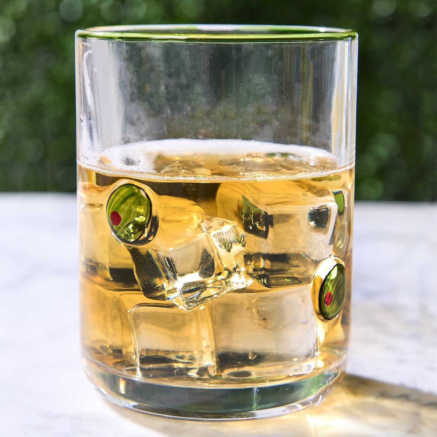 Martini Olive Double Old Fashion Hand-Painted Glass