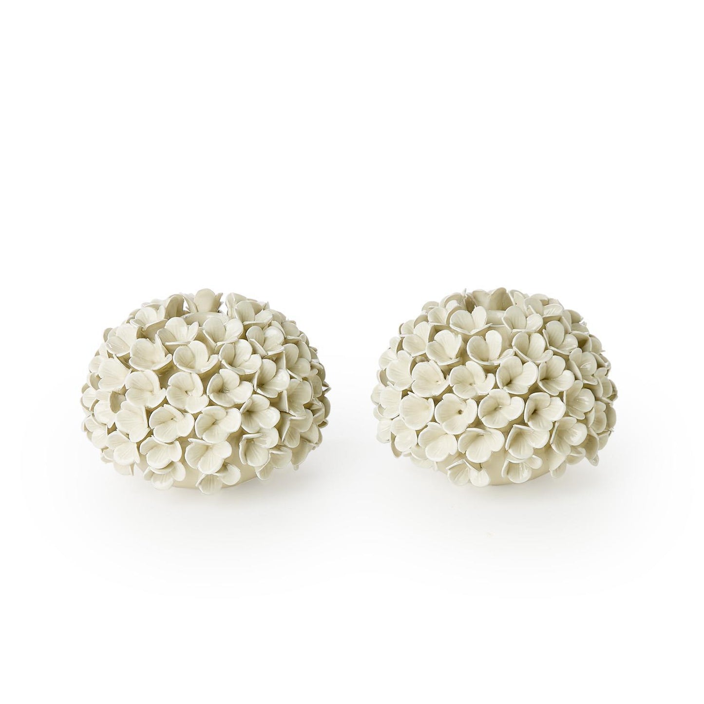 Hand-Crafted White Hydrangea Flower Bud Vases/Taper Candlestick Candleholders