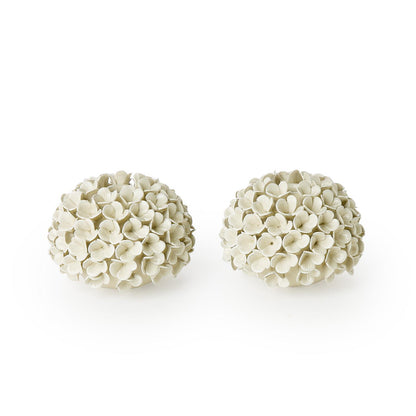 Hand-Crafted White Hydrangea Flower Bud Vases/Taper Candlestick Candleholders