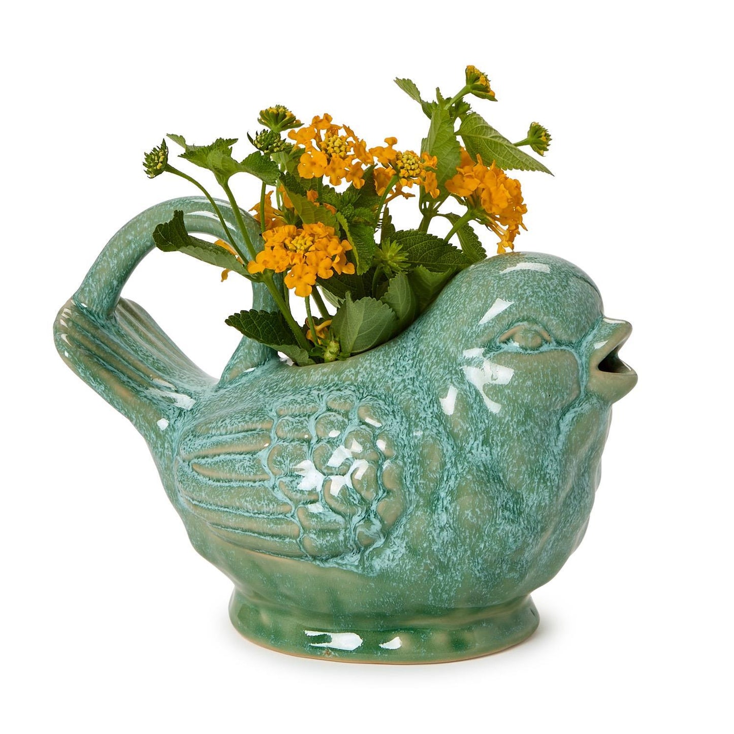Reactive Glaze Blue Bird Pitcher