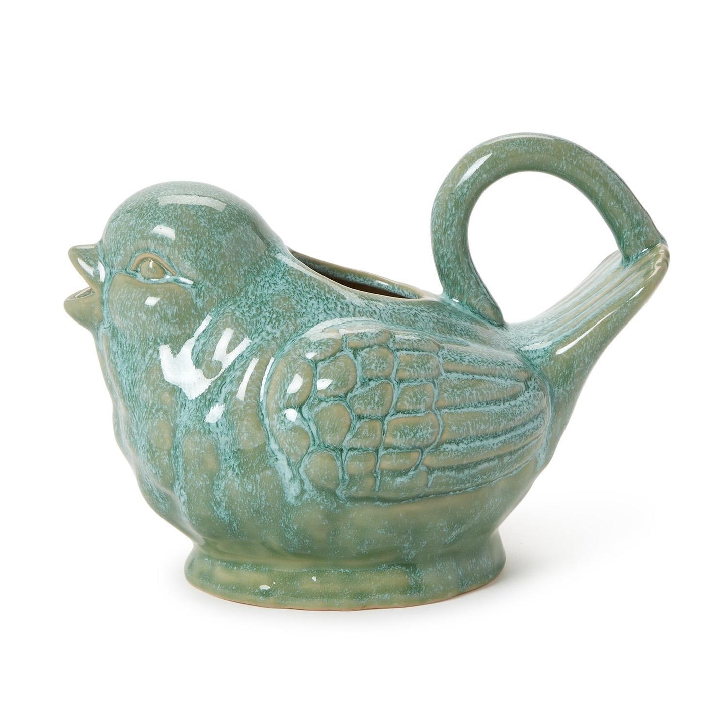 Reactive Glaze Blue Bird Pitcher