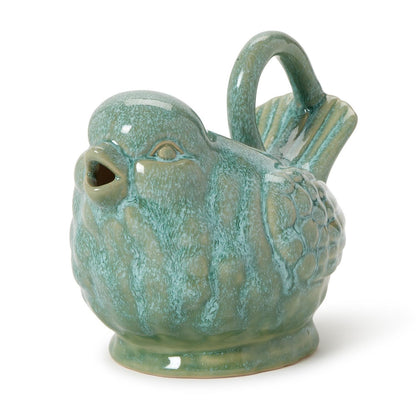 Reactive Glaze Blue Bird Pitcher