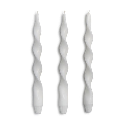 S/3 Twist and Glow White 12" Twist Taper Candles in Gift Box
