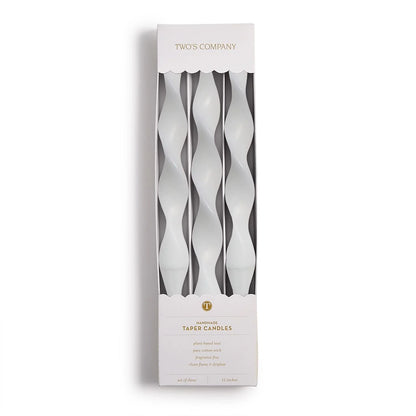 S/3 Twist and Glow White 12" Twist Taper Candles in Gift Box